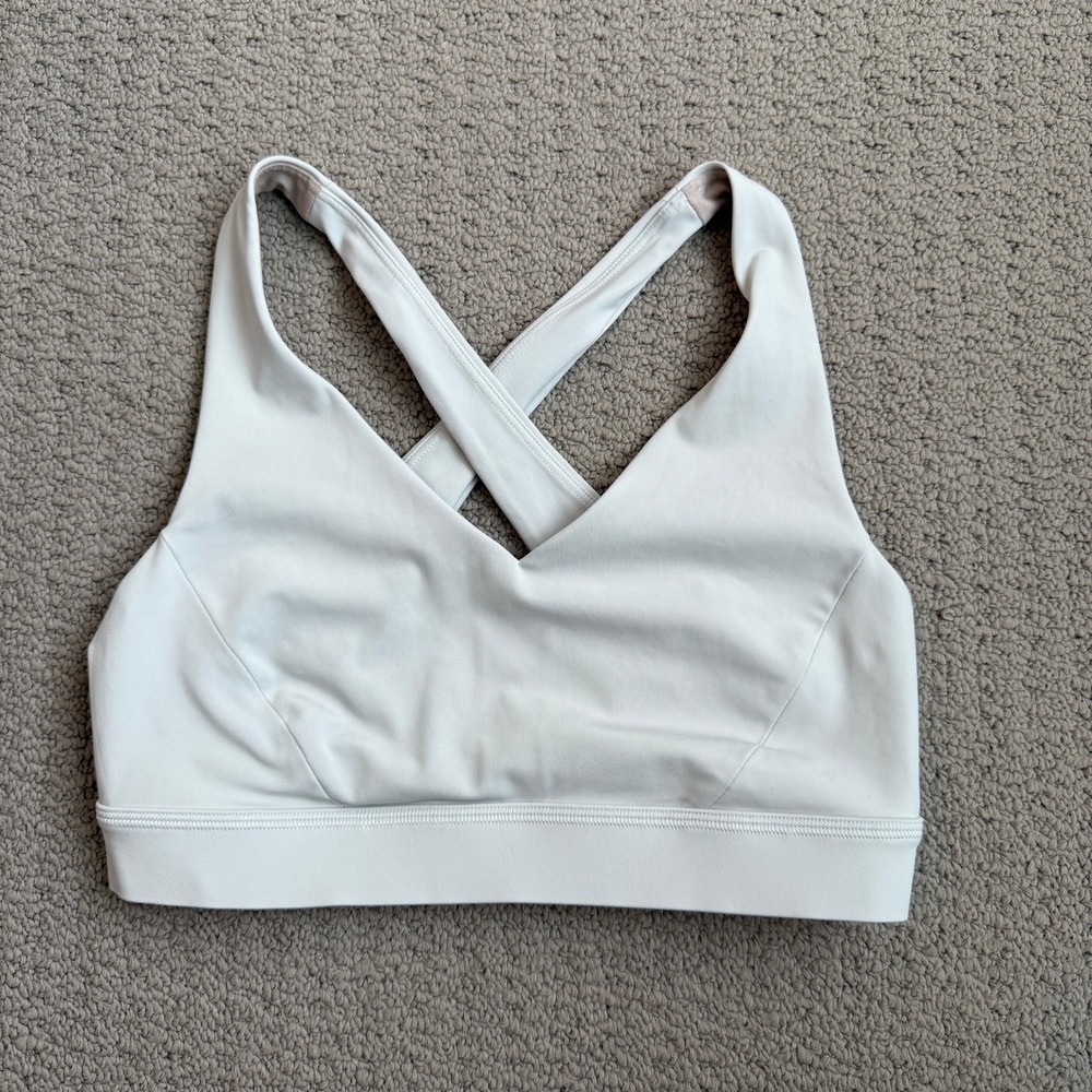 Lululemon Sz Small Pushing‎ Limits Bra Light Gray Cross Back Sports Bra